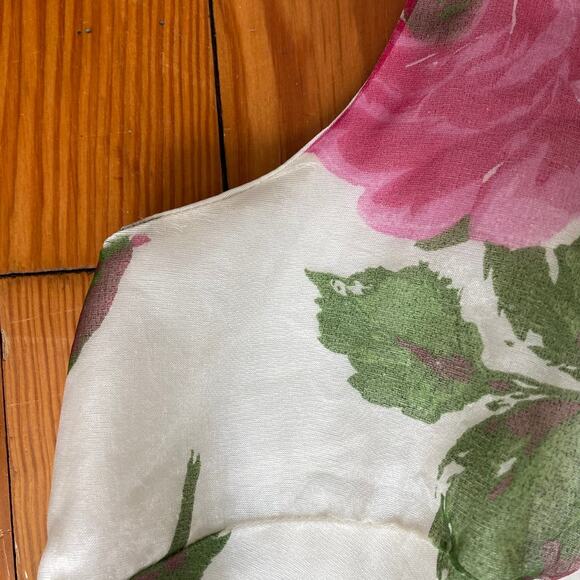 1950s Pink Floral Fit and Flare Cocktail Dress - Picture 7 of 10